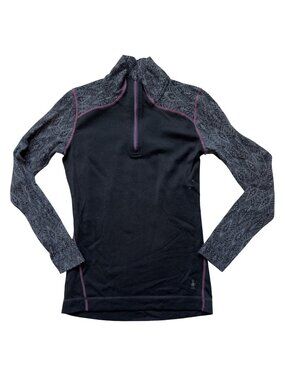 Smartwool Top Womens Size MEdium Classic Thermal Merino 1/4 Zip Black / Purple